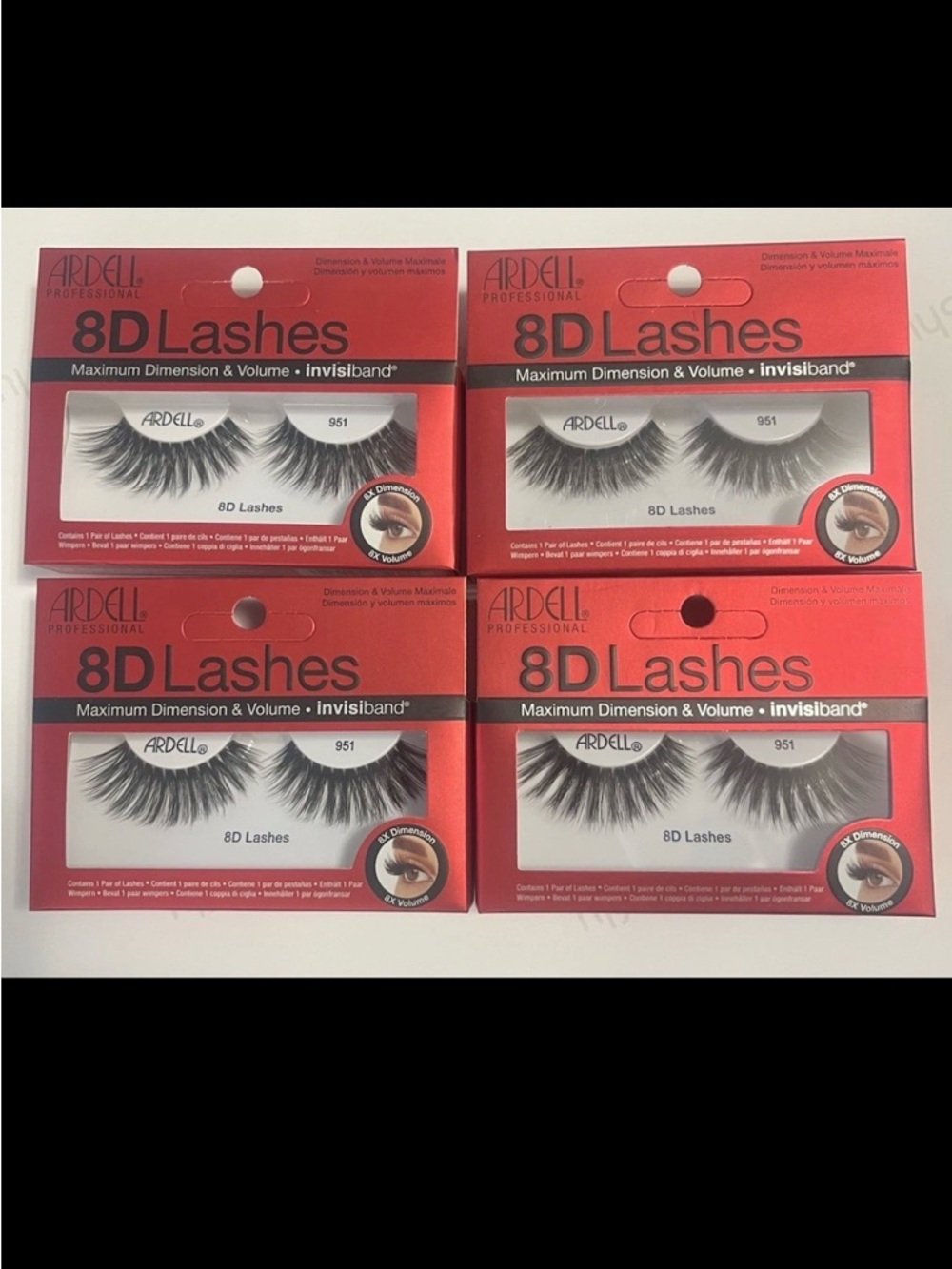 Ardell 8D Lashes 4-Pack Multipack 951 Faux Mink Volume False Eyelashes Bundle